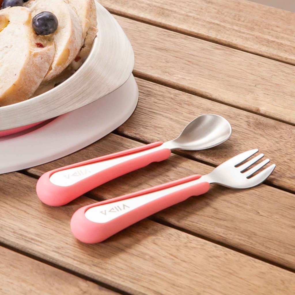 Soufflé  Small Antibacterial Stainless Steel Fork & Spoon Set